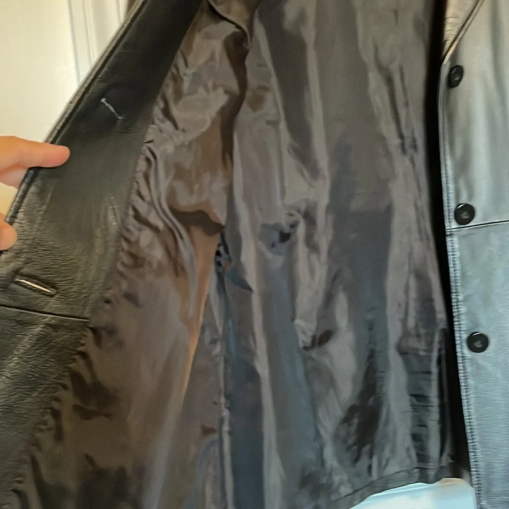 Women’s XL Worthington black leather coat/blazer-collar 3 button-front pockets - Picture 7 of 10